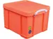 Boîte de rangement 35 Litres Orange Néon + poignées