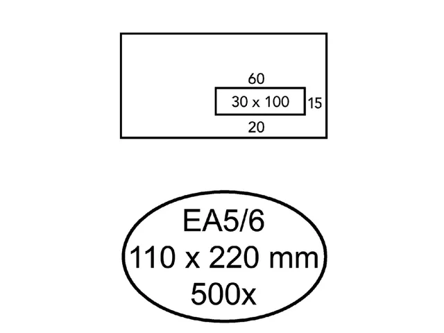 Envelop Hermes EA5/6 110x220mm Venster Rechts 30x100mm Zelfklevend
