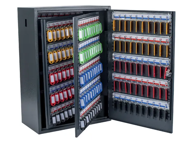 Sleutelkast Pavo deluxe 300 haken 530x380x220mm cilinderslot grijs