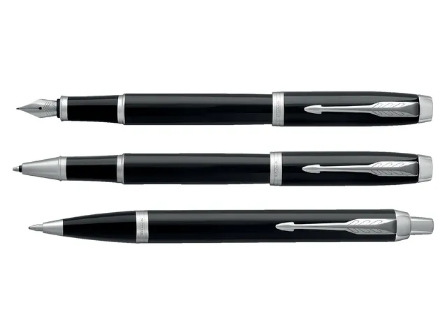Balpen Parker IM Black Lacquer CT Medium Blauwe inkt