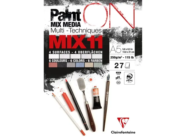 Mix Media Papier Cairefontaine 11 A5 Paint On 27 feuilles 250g ass