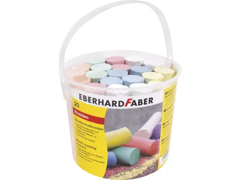 Stoepkrijt Eberhard Faber emmer met 20 krijtjes