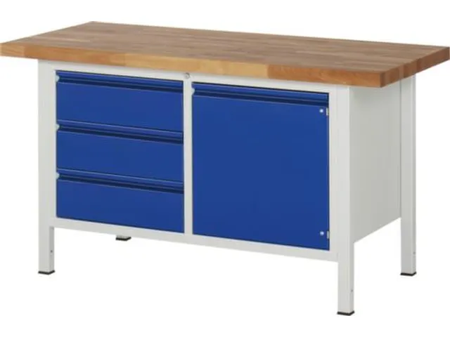 werkbank,RAL 7035/RAL 5010,HxBxD 840-1040x1500x700mm,beukblad