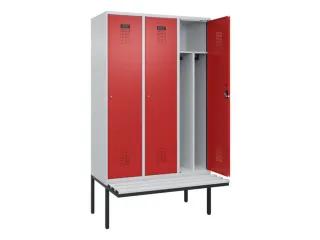 locker met bank,voor scheiding van kleding,HxBxD 2120x1200x815mm,3vak - 1
