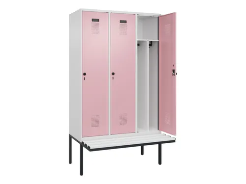 locker met bank,voor scheiding van kleding,HxBxD 2120x1200x815mm,3vak