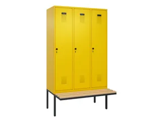 locker met bank,voor scheiding van kleding,HxBxD 2120x1200x815mm,3vak - 2