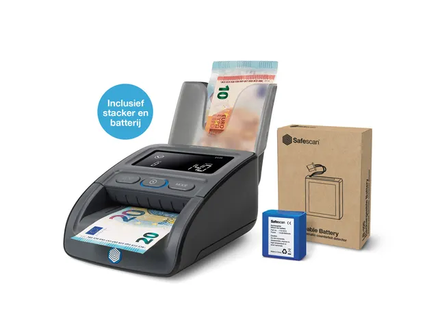 Valsgeld detector Safescan 155-S G2 met stacker en batterij
