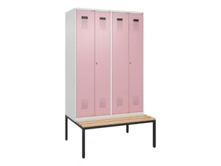 PBM-locker met bank,HxBxD 2120x1200x815mm,4vak,vak B 300mm - 2