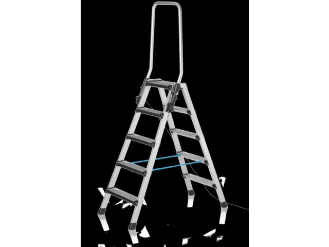 trapladder,NL,beide zijden,2x5treden,m. bekleding,balk L 1,38m