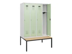 locker met bank,HxBxD 1950x1200x815mm,4vak,vak B 300mm,cilinderslot