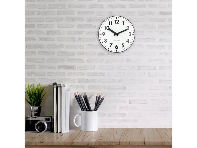 Tafelklok Nextime Duomo Mini 20 cm wit gebolde glazen lens