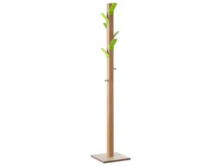 Staande Kapstok 6Jas-/2Tashaken Hout/polystyreen Naturel/groen - 2
