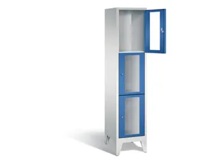 lockerkast 1850x420x500mm 1x3 vakken Cilinderslot Poten, RAL5010 - 1