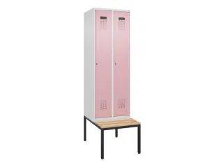 locker met bank,HxBxD 2120x600x815mm,2vak,vak B 300mm,cilinderslot - 2