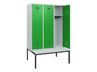 locker met bank,HxBxD 1950x1200x815mm,3vak,vak B 400mm,cilinderslot - 1