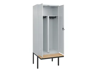 PBM-locker met bank,HxBxD 2120x800x815mm,2vak,vak B 400mm,draaigrendel - 2