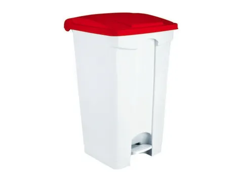 Contitop,afvalbak met pedaal 90L wit/rood/VE:3
