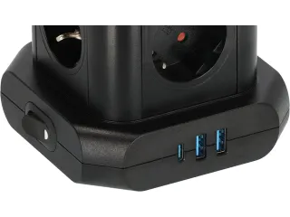 Brennenstuhl Stekkerdoos Toren 8-voudig met 2x USB-A 1x USB-C Zwart - 4