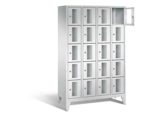 Lockerkast 1850x1190x500mm 4x5 vakken Cilinderslot Poten, RAL7035