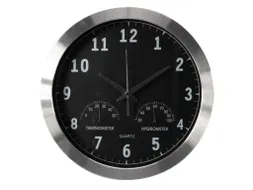 Aluminium Wandklok Met Thermometer & Hygrometer Ø 35,5cm cijfers