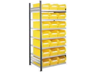 Bakkensteling 2000x1000x600mm 21bakken PE geel vakl. 125kg eenzijdig - 2