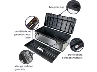 Gereedschapskoffer Roestvrij Staal 590x280x255mm 42 Liter - 6