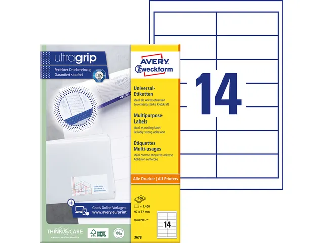 Etiquette Avery 3678 97x37mm blanc 1400 pièces