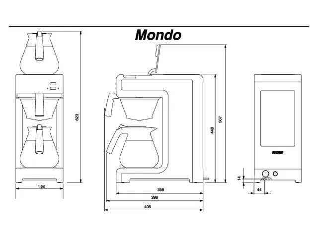 Snelfilter Koffiezetapparaat Bravilor Mondo + 2 Glazen Kannen