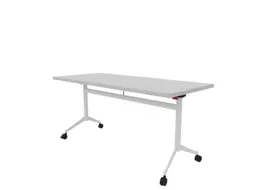 klaptafel,HxBxD 750x1600x700mm,hoekig,T-voet wit,ovale buis,blad grijs