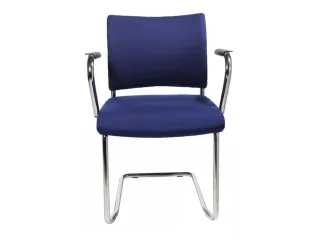 Bezoekersstoel Armleuningen Blauw Stof Zitting 450x480mm Sledeframe - 1
