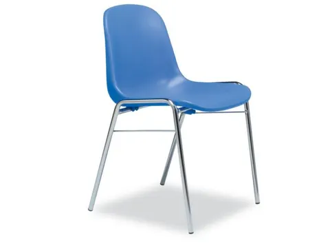 Kunststof kuipstoel,4voeten verchroomd,zitschaal PP blauw