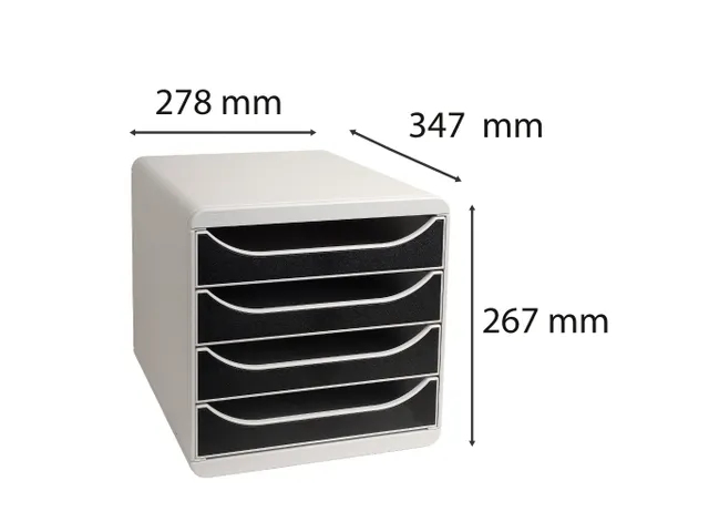 Ladenblok A4+ BIG-BOX Classic 4 lades Grijs Zwart