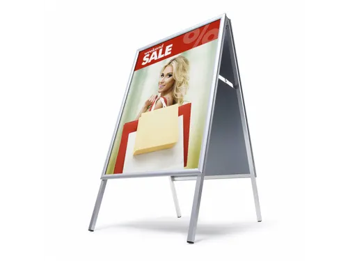 Stoepbord 50x70cm Design Zilver Rechte Hoek 25mm