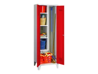 Schoonmaakkast HxBxD 1850x600x500mm Klink Poten RAL7035 Front RAL3000 - 3