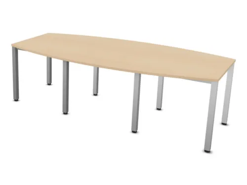 vergadertafel HxBxD 74x240x120cm vatvormig NE-esdoorn alu
