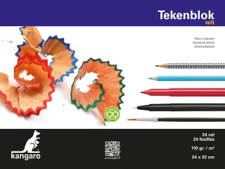 Tekenblok Kangaro A4+ (24x32cm) 110 gram 24 vel wit - 1