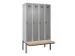 armoire vestiaire avec banc noir et blanc,HxlxP 2120x1200x815mm