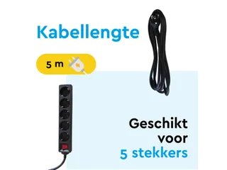Stekkerdoos BRASQ 5 voudig 5 meter zwart - 4