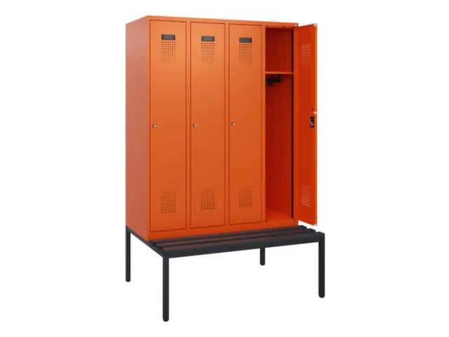 locker met bank,HxBxD 1950x1200x815mm,4vak,vak B 300mm,cilinderslot