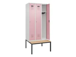 locker met bank,HxBxD 2120x900x815mm,3vak,vak B 300mm,cilinderslot