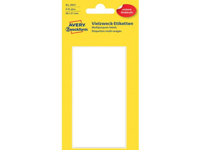 Etiquette Avery Zweckform 3047 98x51mm blanc 6 pièces