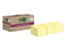 Memoblok Post-it 654 RSS12CY 76x76mm geel 14+4 gratis