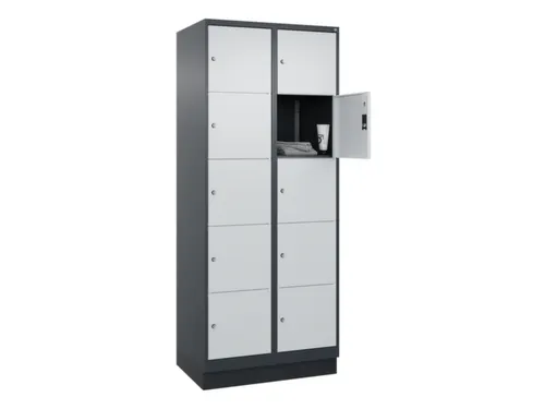 lockerkast,HxBxD 1950x800x500mm,2x5vakken,vak B 400mm,cil.-slot,sokkel