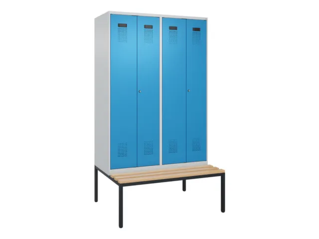 locker met bank,voor scheiding van kleding,HxBxD 2120x1200x815mm,4vak