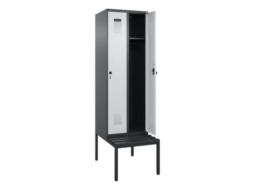 locker met bank,HxBxD 2120x600x815mm,2vak,vak B 300mm,draaigrendel