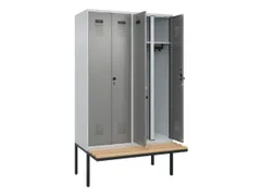locker met bank,voor scheiding van kleding,HxBxD 2120x1200x815mm,4vak