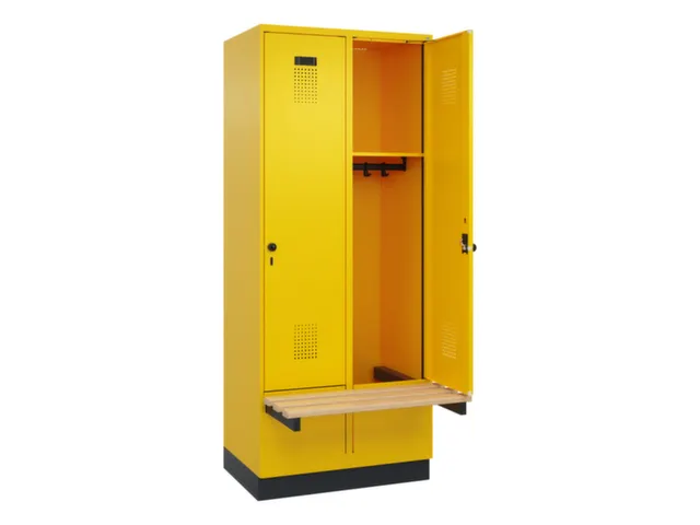 locker met bank,HxBxD 1950x800x815mm,2vak,vak B 400mm,draaigrendel