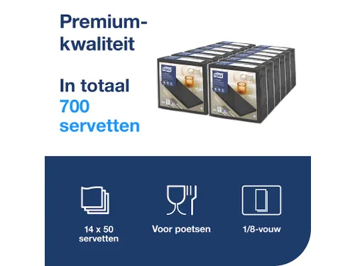Tork 478196 Premium LinStyle dinnerservet 1/8 vouw zwart 700 stuks