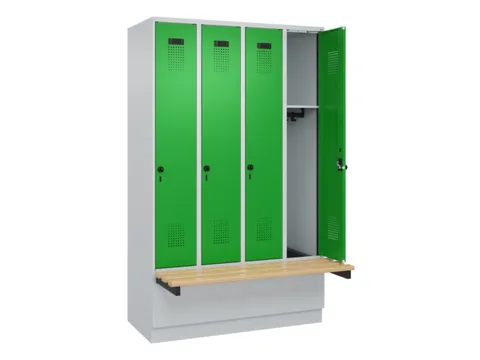 locker met bank,HxBxD 1950x1200x815mm,4vak,vak B 300mm,draaigrendel
