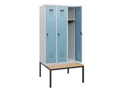 locker met bank,HxBxD 1950x900x815mm,3vak,vak B 300mm,draaigrendel